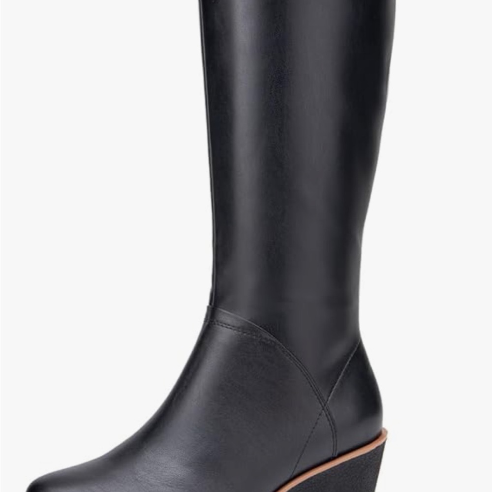 AEROSOLES Black knee high wedge Boots , memory foam. 7.5 new with tags
